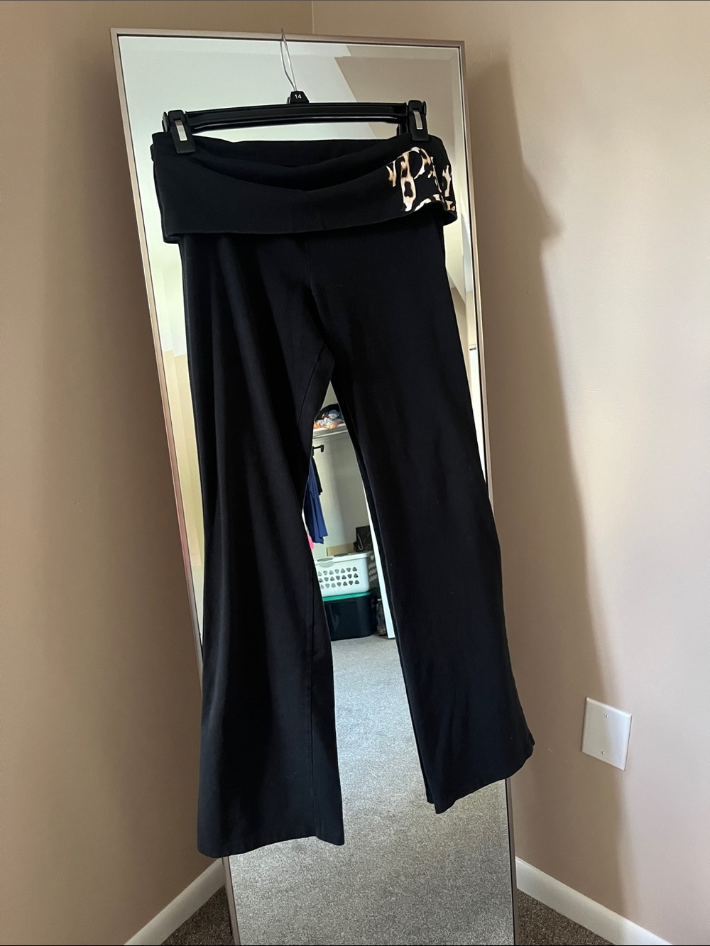PINK Fold-Over Waist Black Yoga Pants with